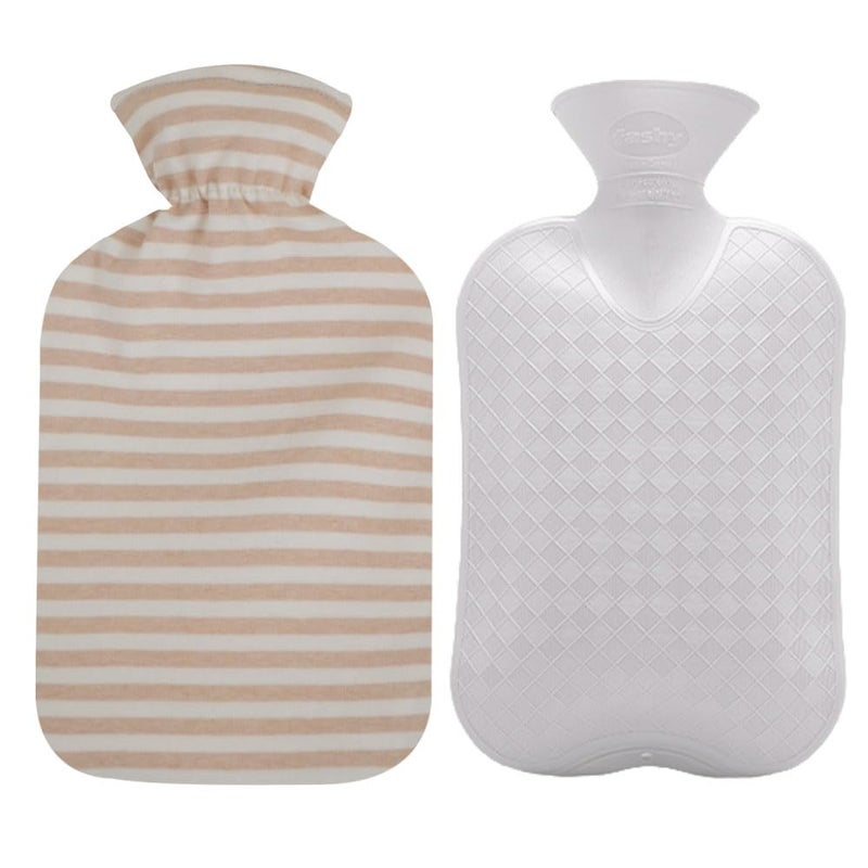 Fashy Hot Water Bottle with Ivory Soft Cotton Cover 67oz 2L Made in Germany - Image 3