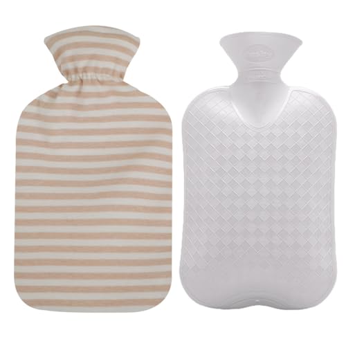 Fashy Hot Water Bottle with Ivory Soft Cotton Cover 67oz 2L Made in Germany - Image 2