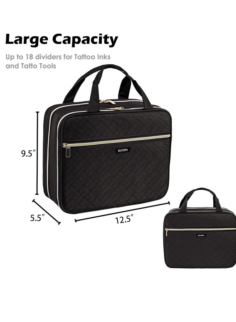 ELCUPA Tattoo Carrying Case-Tattoo Supplies Organizer-Tattoo Kit Case -Tattoo Supplies Carrying Bag for Tattoo Stencil Printer, Tattoo Ink, Tattoo Equipment, Tatoo Pens Black (BAG ONLY) - Image 3