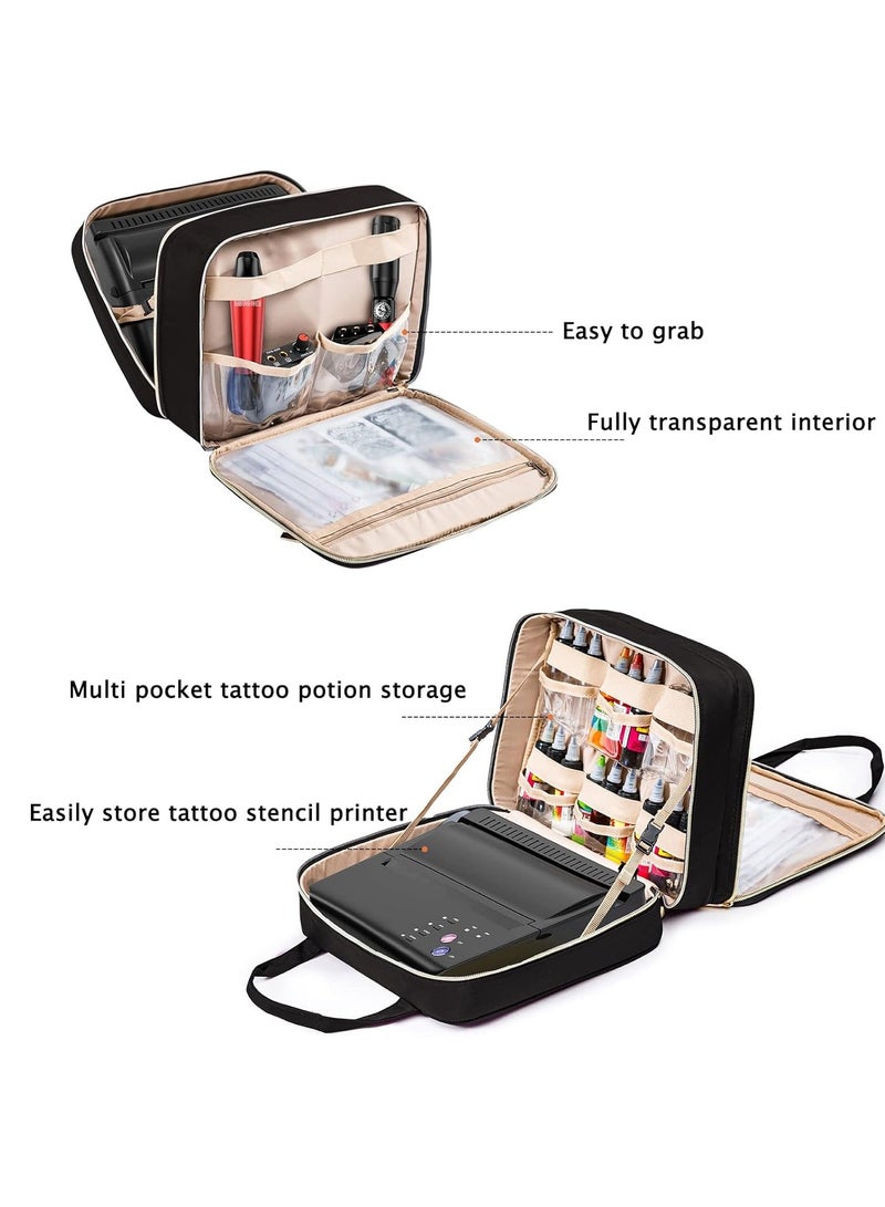 ELCUPA Tattoo Carrying Case-Tattoo Supplies Organizer-Tattoo Kit Case -Tattoo Supplies Carrying Bag for Tattoo Stencil Printer, Tattoo Ink, Tattoo Equipment, Tatoo Pens Black (BAG ONLY) - Image 2