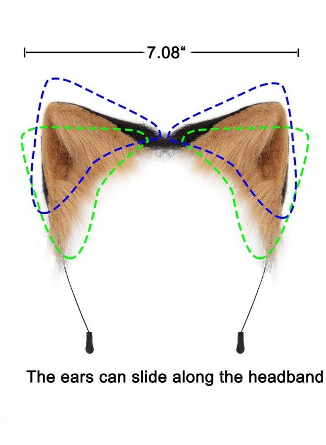QinRuan Cat Ears and Wolf Fox Animal Tail Cosplay Costume Faux Fur Hair Clip Headdress Halloween Leather Neck Chocker Set - Image 3
