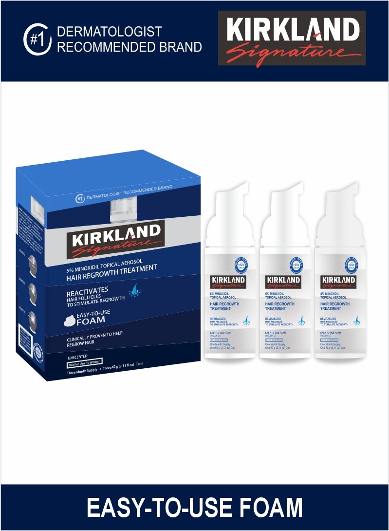 Kirkland Signature Minoxidil 5% Topical Aerosol Foam – 3-Month Hair Regrowth Solution  - Image 3
