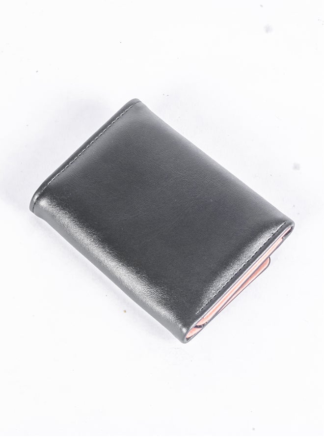 The Black Pearl Accessories Leather Flip Wallet & Card Holder with 9 Pockets Black - Image 2