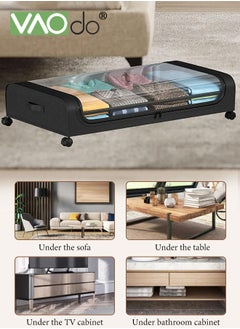 VAOdo 2-Pack Under Bed Storage with Wheels, Under Bed Storage Containers with Clear Lids, 36L Under the bed storage Organizer Bins, Rolling Under Bed Metal Drawer for Clothes,Shoes,Toys  - Image 5