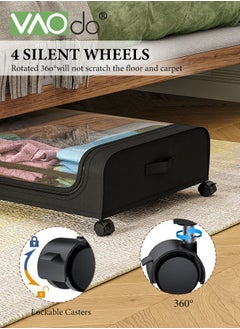 VAOdo 2-Pack Under Bed Storage with Wheels, Under Bed Storage Containers with Clear Lids, 36L Under the bed storage Organizer Bins, Rolling Under Bed Metal Drawer for Clothes,Shoes,Toys  - Image 2