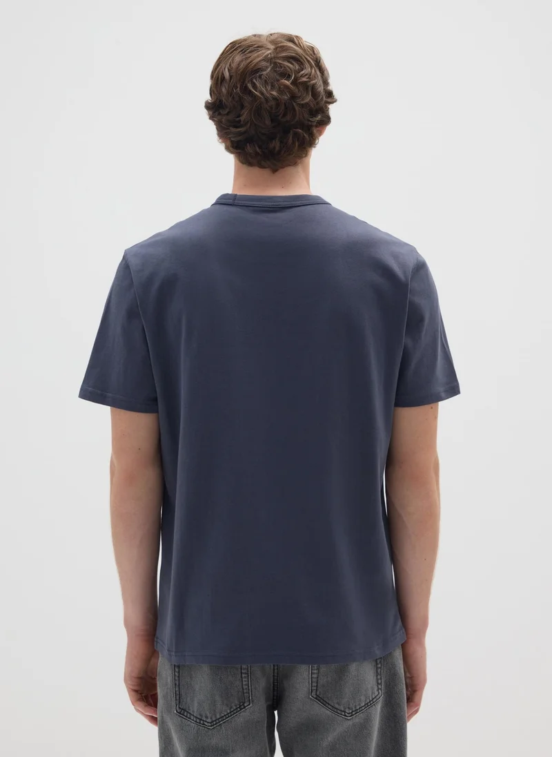 Ovs  OVS Blue Pure Cotton T-Shirt With Regular Fit for Men | Best Price UAE
