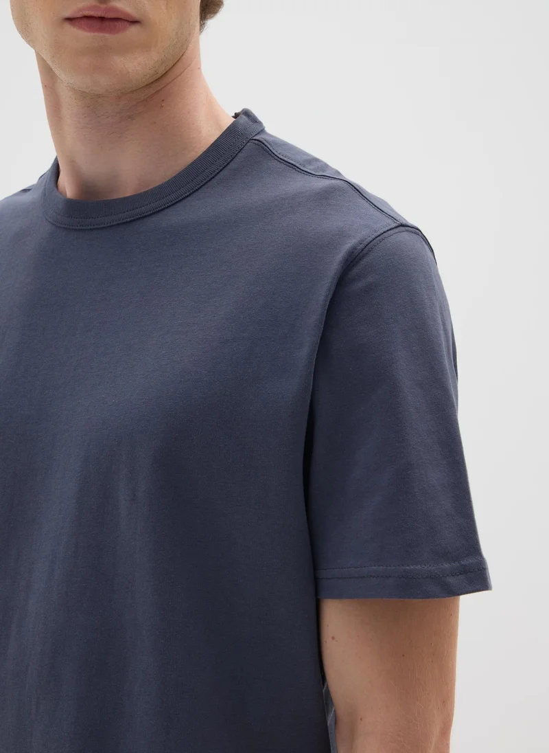 Ovs  OVS Blue Pure Cotton T-Shirt With Regular Fit for Men | Best Price UAE