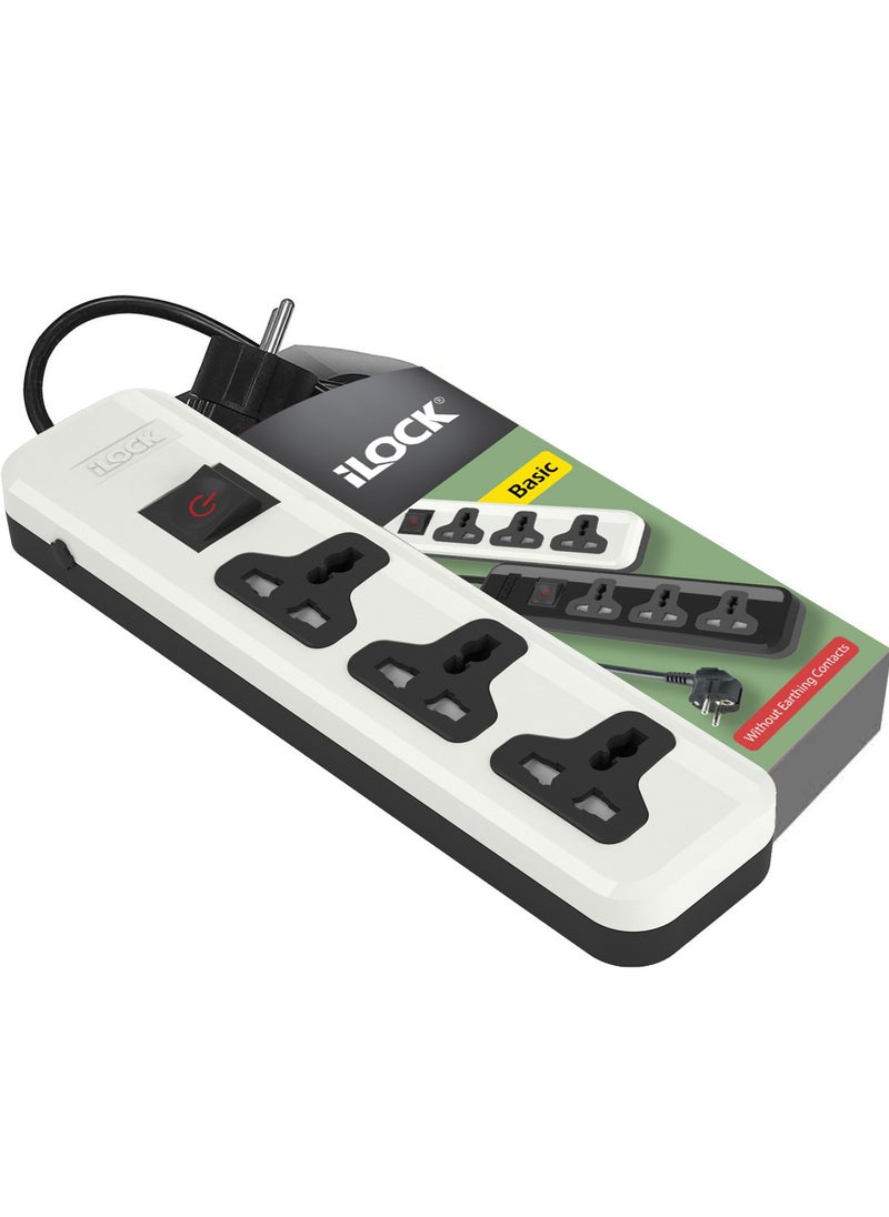 iLOCK power strip 3 universal outlets without earthing - (Basic) (Multicolor)  - Image 1