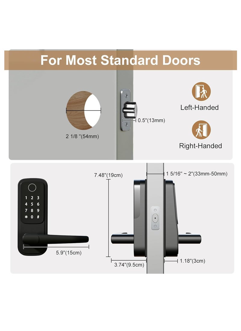 SYOSI - Smart Door Lock,5-in-1 Keyless Entry Door Lock with Handle,Keypad Door Lock Support WiFi & APP Control,Biometric Fingerprint Door Lock Digital Electronic Door Lock for Front Door Hotel Office Home - Image 1