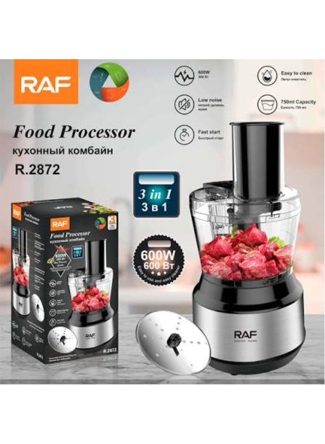 محضر طعام RAF R.2872 بقدرة 600 واط، وعاء سعة 750 مل، سرعتان، شفرات من الستانلس ستيل لتقطيع وفرم وبشر وخلط وتحضير المكونات - Image 5