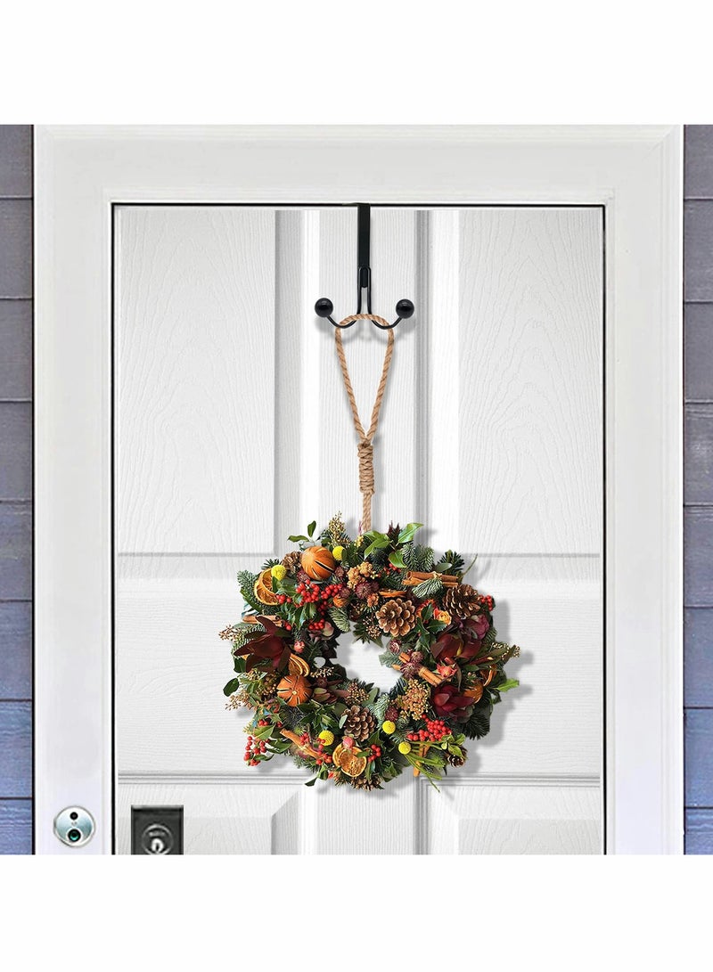 SOLARAE Over The Door Hooks for Clothes Metal Over The Door Hanger 2 Hooks Over Door Hooks for Hanging Coat Bag Robe Hat Scarf Black - Image 3