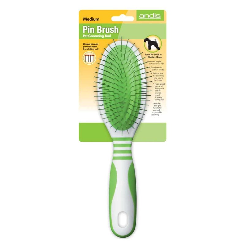 Andis Pin Brush for Medium & Long Hair Dogs, Gentle & Effective in Removing Dirt, Dust & Loose Hair, Promotes Healthy Skin & Coat - Large, Green/White - Image 5