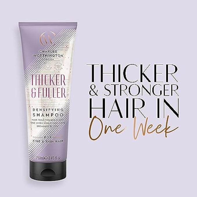 CHARLES WORTHINGTON THICKER AND FULLER DENSIFYING SHAMPOO, HAIR THICKENING SHAMPOO FOR FINE HAIR, PURPLE, 250 ML - Image 2