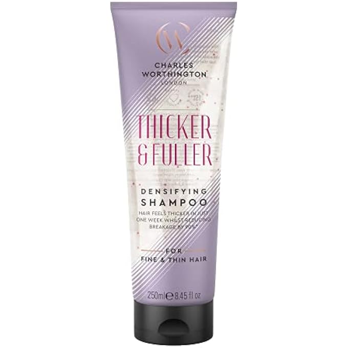 CHARLES WORTHINGTON THICKER AND FULLER DENSIFYING SHAMPOO, HAIR THICKENING SHAMPOO FOR FINE HAIR, PURPLE, 250 ML - Image 1