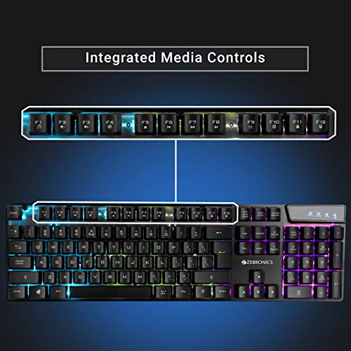 Zebronics War Gaming Keyboard and Mouse Combo,Gold Plated USB, Braided Cable,Multicolour LEDs/Gaming Mouse with breathing LEDs and 3200 DPI - Image 2