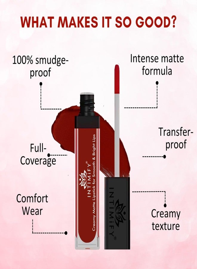 INTIMIFY Premium Matte Liquid Lip Stick For Women Maroon 6 ml (Pack of 1) - Image 2