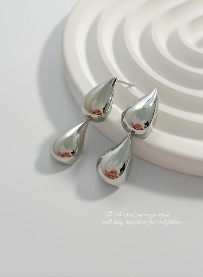 Take Two Silver Waterdrop Shape Drop Earrings - Image 2