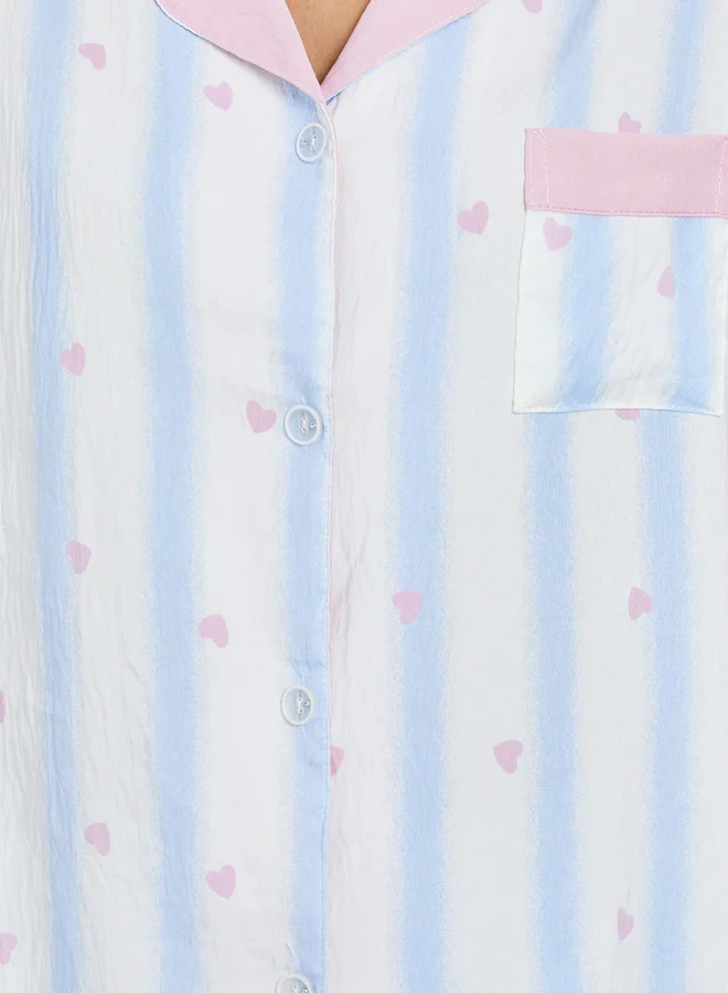 Styli  Pack of 3 - Striped Shirt, Pyjama and Shorts Set for Women | Best Price UAE