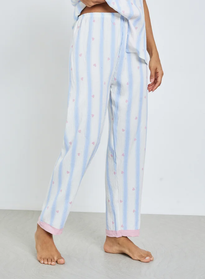 Styli  Pack of 3 - Striped Shirt, Pyjama and Shorts Set for Women | Best Price UAE