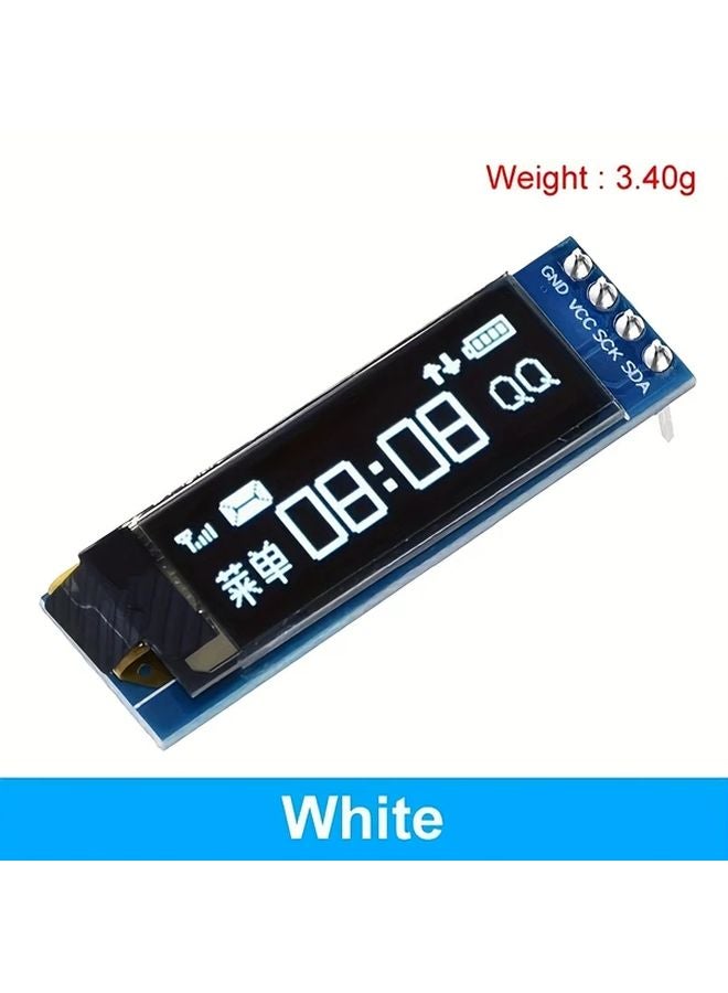 شاشة أوليد بيضاء مقاس 0.91 بوصة من نوع SSD1306 - وحدة عرض بدقة 128x32 مع واجهة I2C/IIC متوافقة مع أردوينو وراسبري باي و ESP32 - Image 1