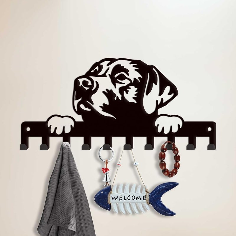 SUPERDANT Labrador Dog Metal Key Hooks with 10-Hooks Key Hanger Coat Hooks Decor Key Holder Wall Decorative Storage Hooks for Dog Leash Entryway Hallway Kitchen Bathroom Stash - Image 2