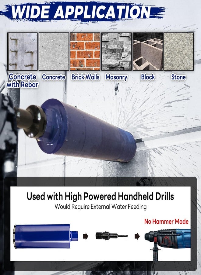 DaduoRi 4" Pro Concrete Core Drill Bit with SDS Plus Adapter (1-1/4"-7 Thread) - 14" Cutting Depth & Upgraded Welded Teeth Core Bits for Concrete with Rebar, Brick, Masonry,Stucco,Mortar,Wet Coring - Image 3