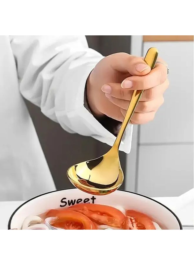 Korean Stainless Steel Soup Ladle Long Handle Hot Pot Spoon Silvery Kitchen Tool - Image 2