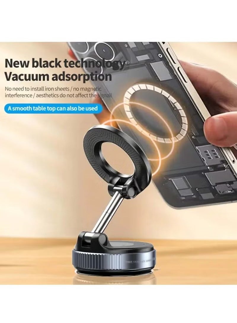 Magnetic Magnetic Car Phone Mount with Vacuum Suction Cup – 360° Rotating Dashboard/Windshield Phone Holder – Strong Magnetic Grip – Black  - Image 4