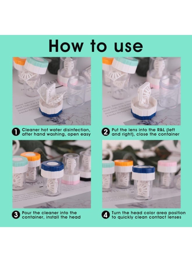 LYNLYN 5 Pieces Contact Lens Cases Manually Contact Lens Washer Cleaner Portable Rotation Contact Lens Cleaning Container Contact Lens Soak Storage Kit for Travel Home - Image 2