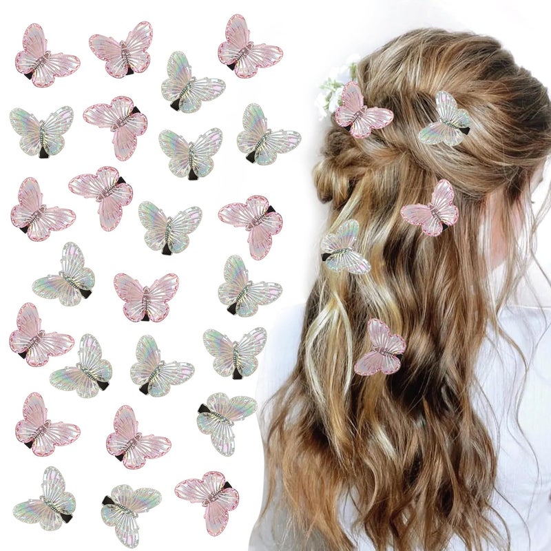 NAISIER NAISIER 30 Pcs Small Butterfly Hair Clips Mini Hair Claw Clips Jaw Clips Beautiful Butterfly Clips White Pink Cute Y2K Hair Accessories for Girls and Women 30 Pink white 