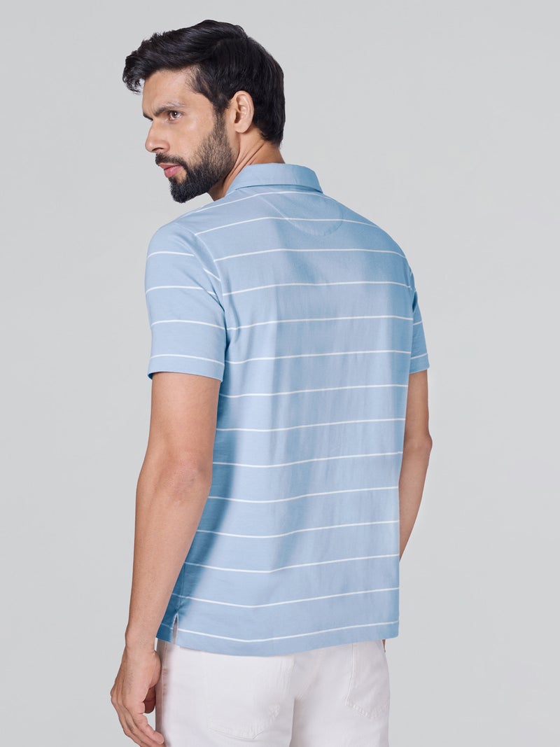 اكس واي اكس اكس تي شيرت بولو رجالي من XYXX Linea مخطط من القطن بأكمام نصفية - Image 3