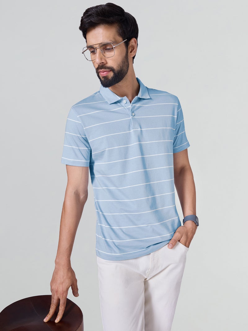 اكس واي اكس اكس تي شيرت بولو رجالي من XYXX Linea مخطط من القطن بأكمام نصفية - Image 5