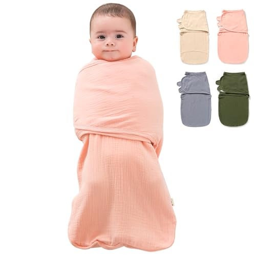KLERICER Baby Swaddle Wrap, Newborn Blanket Wrap with Breathable Organic Cotton, Adjustable Wider Baby Swaddle Blanket, Essentials for 0-6 Months (Pink, 3-6 Month) - Image 1