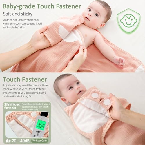 KLERICER Baby Swaddle Wrap, Newborn Blanket Wrap with Breathable Organic Cotton, Adjustable Wider Baby Swaddle Blanket, Essentials for 0-6 Months (Pink, 3-6 Month) - Image 4