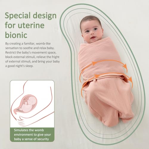 KLERICER Baby Swaddle Wrap, Newborn Blanket Wrap with Breathable Organic Cotton, Adjustable Wider Baby Swaddle Blanket, Essentials for 0-6 Months (Pink, 3-6 Month) - Image 3
