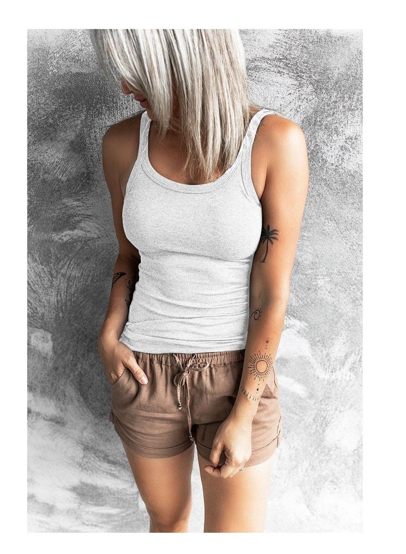 Loquat Summer New Solid Color Thread Slim Vest