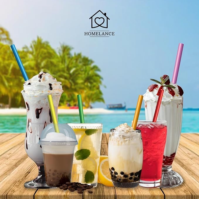 Homelance 400 Pcs Multi Colors Jumbo Smoothie Straws Disposable Milkshake Straws Jumbo, Bubble Tea Straw For Cakes, Disposable Smoothie Straw Individually Wrapped (0.43" Wide X 9.84" Long) - Image 3