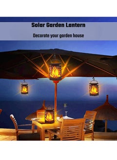 KASTWAVE Solar Outdoor Lantern, 2 Pack Flickering Flame Waterproof Hanging Lanterns, Yard Decorative Lanterns with Solar Powered, AUTO ON/Off LED Flame Garden Lights for Landscape, Porch, Tree, Patio  - Image 5