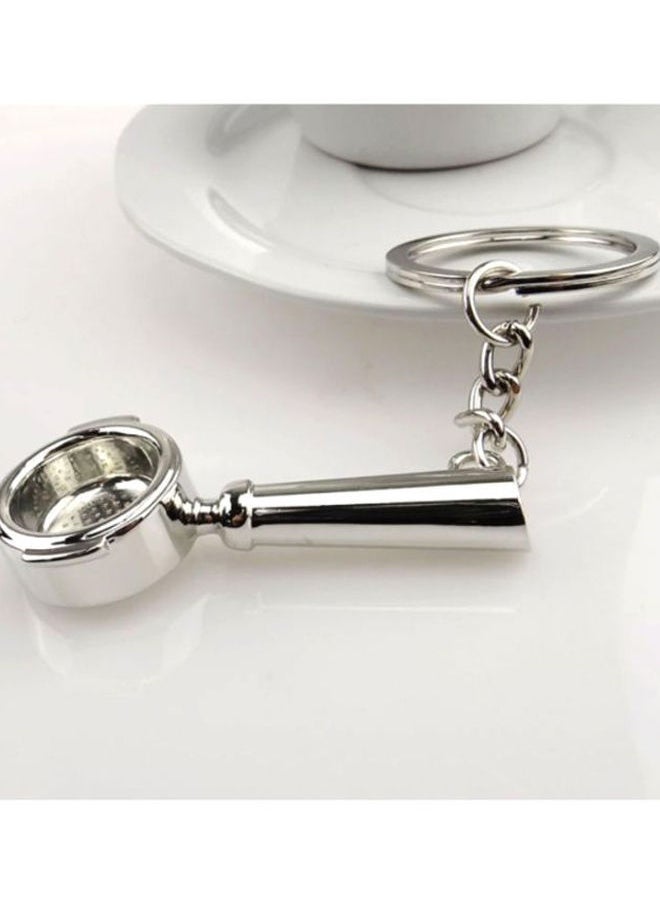 NIBEMINENT - Zinc Alloy Coffee Keychain Keyring Metal Key Rings Decoration Silver - Image 1