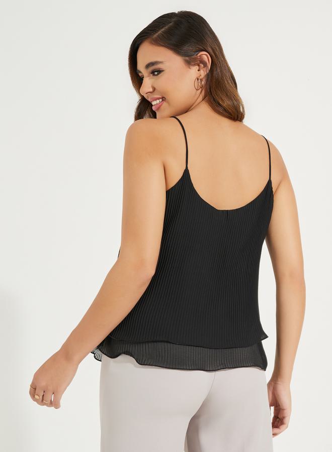 Styli Strappy Plisse Layered Cami  - Image 4