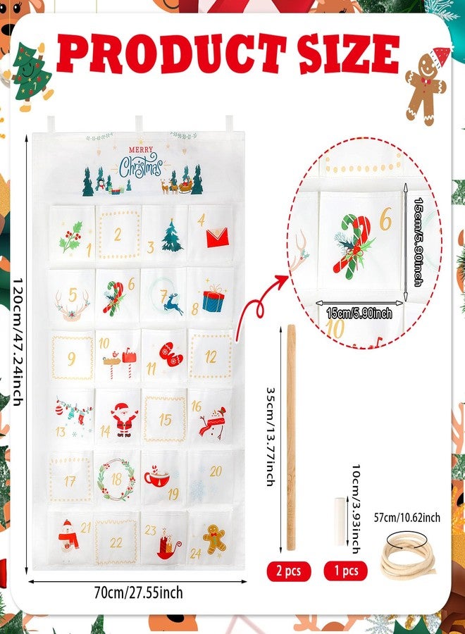 هواف تقويم عيد الميلاد HOWAF 2025 (العد التنازلي لعيد الميلاد)، تقويم غامض لمدة 24 يومًا مع 24 جيبًا لتزيين جدران المنزل في عطلة عيد الميلاد، تقويمات عيد الميلاد باللونين الأبيض والذهبي - Image 2
