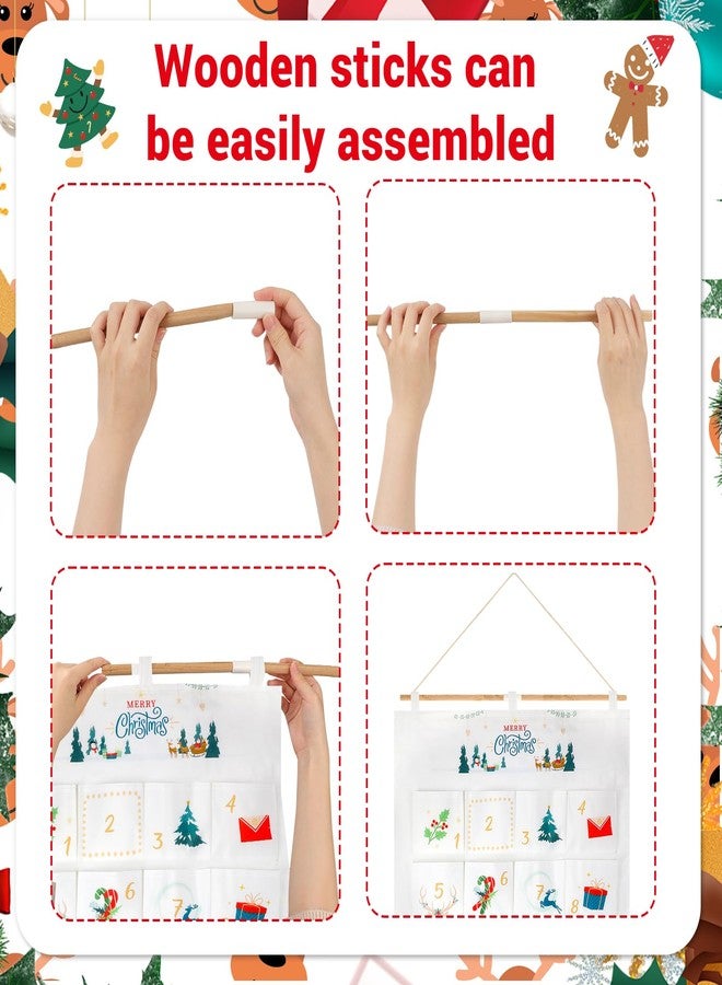هواف تقويم عيد الميلاد HOWAF 2025 (العد التنازلي لعيد الميلاد)، تقويم غامض لمدة 24 يومًا مع 24 جيبًا لتزيين جدران المنزل في عطلة عيد الميلاد، تقويمات عيد الميلاد باللونين الأبيض والذهبي - Image 4