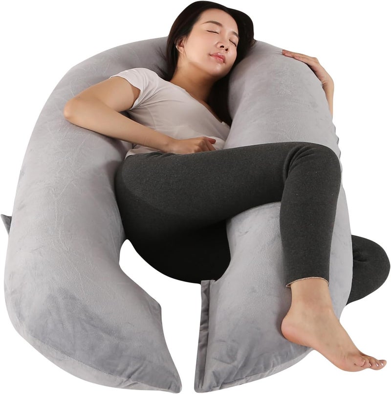 PumPum Grey Cotton Ultra Soft Hollow Fiber O Shaped Maternity Pillow - Image 1