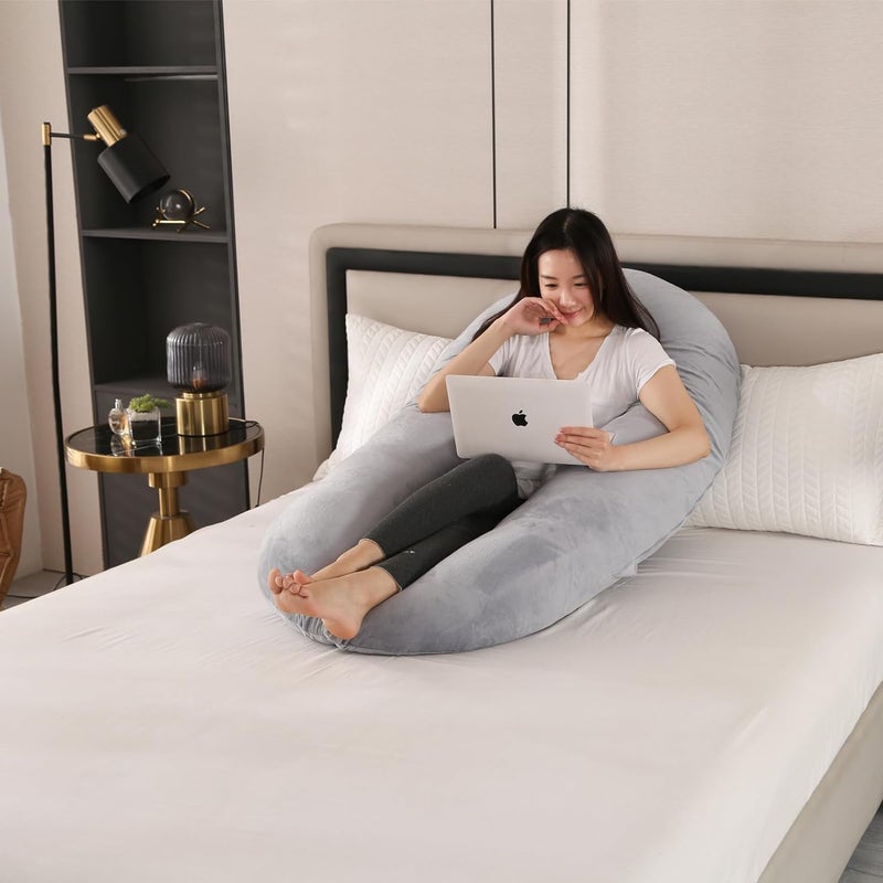 PumPum Grey Cotton Ultra Soft Hollow Fiber O Shaped Maternity Pillow - Image 5