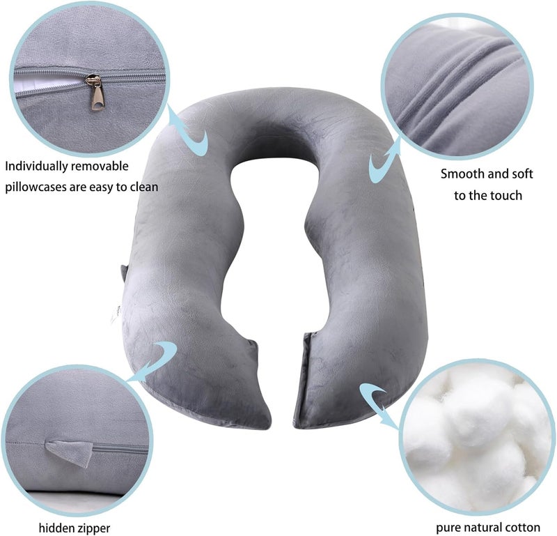 PumPum Grey Cotton Ultra Soft Hollow Fiber O Shaped Maternity Pillow - Image 3