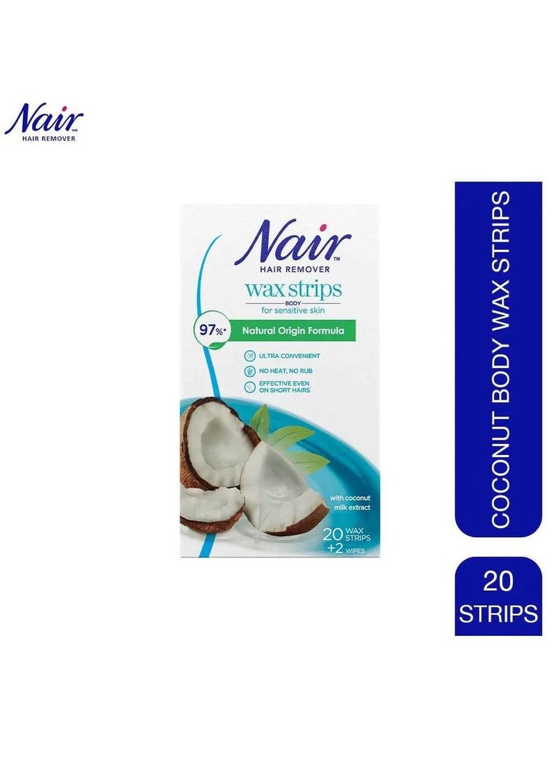 Nair شرائح شمعية لإزالة شعر الجسم بجوز الهند، 20 شريحة - Image 1