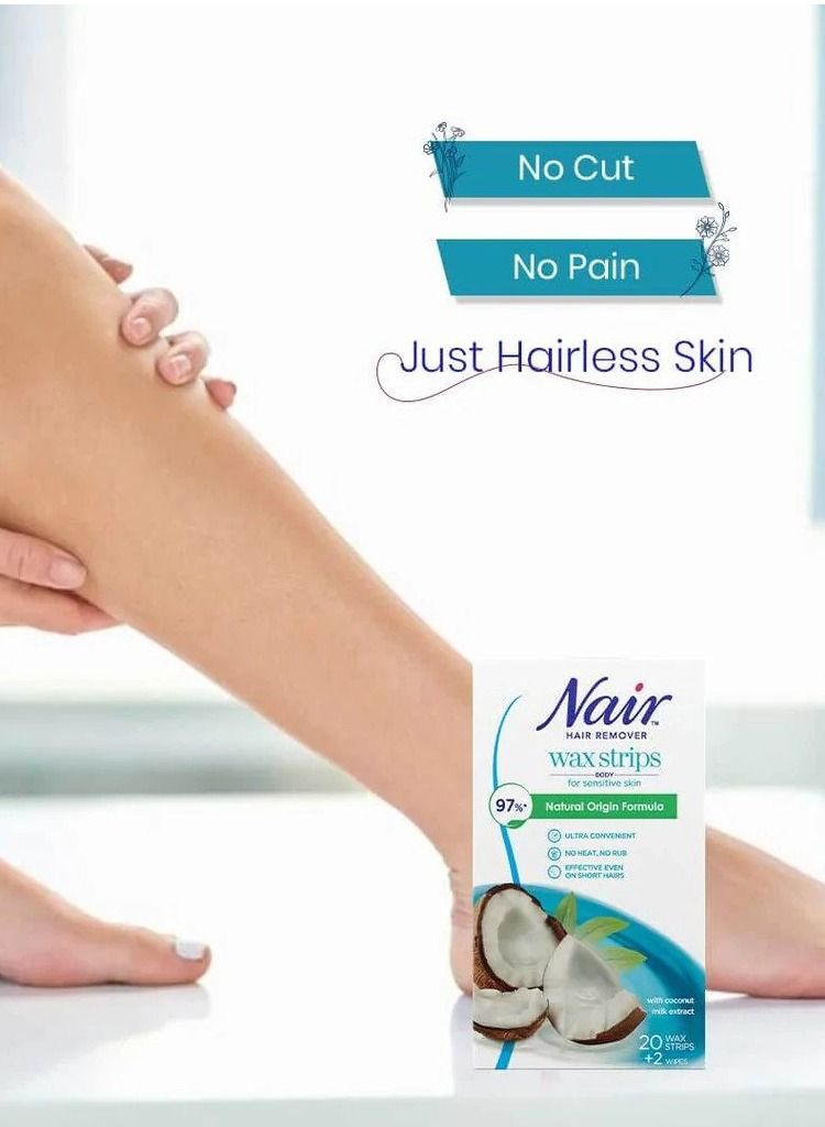 Nair شرائح شمعية لإزالة شعر الجسم بجوز الهند، 20 شريحة - Image 4