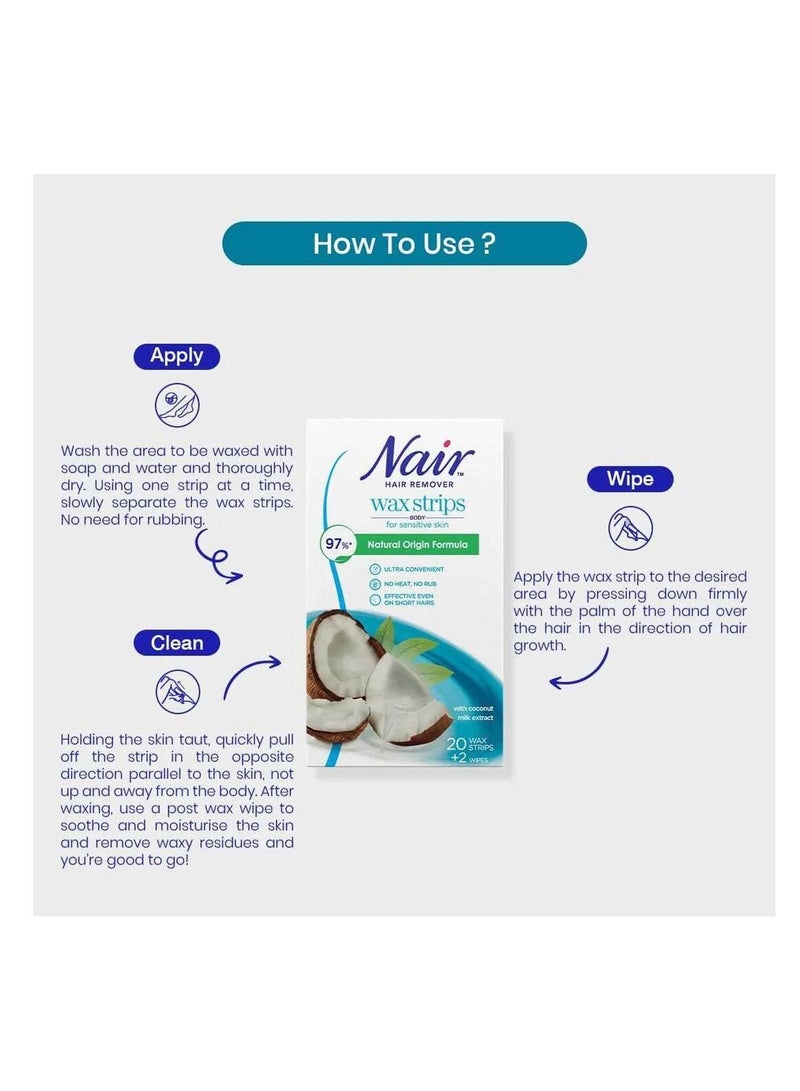 Nair شرائح شمعية لإزالة شعر الجسم بجوز الهند، 20 شريحة - Image 5
