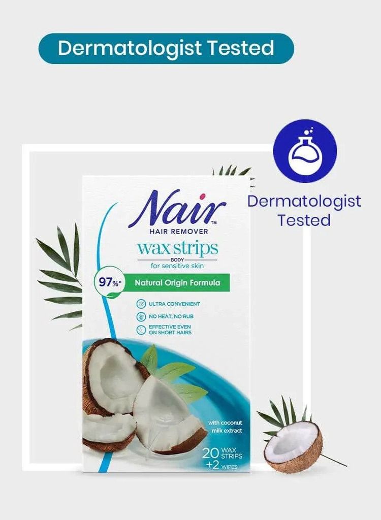 Nair شرائح شمعية لإزالة شعر الجسم بجوز الهند، 20 شريحة - Image 3