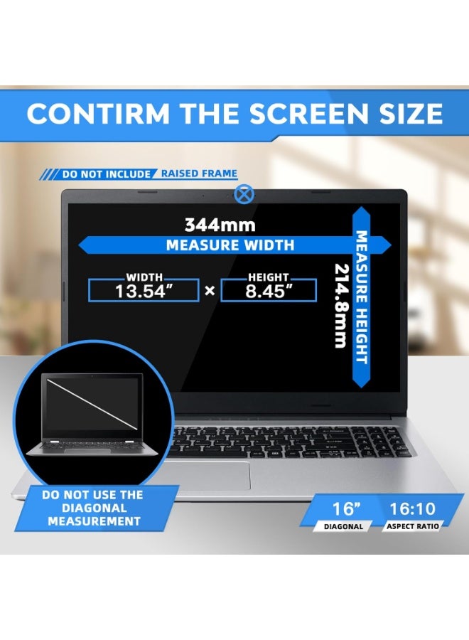 16 Inch 16:10 Laptop Privacy Screen Filter, Anti Blue Light Glare & Anti Scratch Computer Privacy Shield for 16" with 1920x1200 Aspect Ratio Compatible with HP/Huawei/Dell/Acer/Asus/Xiaomi/Honor /LG Laptop - Image 5